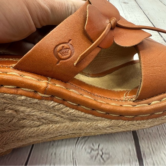 born drilles wedge sandal brown flower detail coquette girl boho western sz 8 - Picture 6 of 8